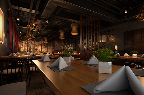 长洲简约大气中式风格餐厅设计装修效果图