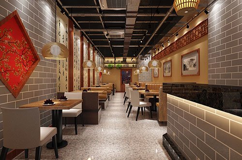 长洲传统中式餐厅餐馆装修设计效果图