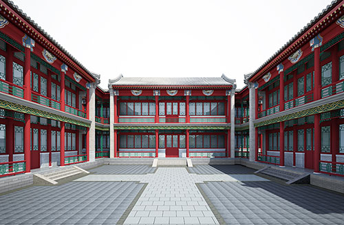 长洲北京四合院设计古建筑鸟瞰图展示