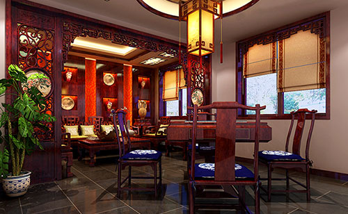 长洲古典中式风格茶楼包间设计装修效果图