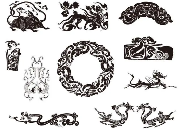 长洲龙纹和凤纹的中式图案